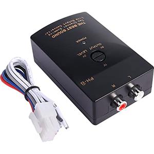 MEIRIYFA Convertitore stereo da alto a basso, adattatore di uscita per linea a 2 canali RCA da alto a basso, regolabile con cavo di controllo dell'amplificatore di potenza