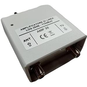 Vsnetwork Amplificatore antenna TV digitale terrestre autoalimentato con filtro LTE/4G, Guadagno massimo 28 dB Regolabile, da interno, 1 ingresso / 1 uscita