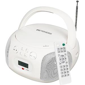 Retekess TR636 Lettore CD Portatile, Boombox -Bluetooth,Radio FM AM, Lettore CD MP3 con,Ingresso USB,Funzionamento Semplice per Anziani (Bianco)