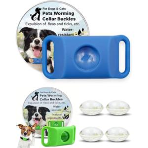 chenghuayu Aquality Pets Collare Antiparassitario Naturale - Collare Antipulci per Cani Con 4 Capsule Sostituibili, Ingredienti 100% Naturali, Sicuro per Cani E Gatti, Adatto a Tutti I Cani E Gatti (1*Blu)