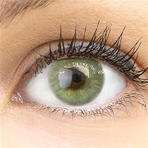 GLAMLENS Lenti a contatto colorate verde - mensili - con porta lenti a contatto - verdi naturali in silicone idrogel - 2 pezzi - DIA 14,00 mm - senza correzione 0.00 diottrie