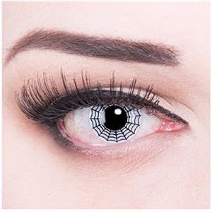 MeralenS Funnylens Lenti a contatto Bianco e Nero con porta lenti a contatto Spider Bianche Zombie Vampiro morbide comode da indossare e ideali per Halloween o Carnevale senza correzione
