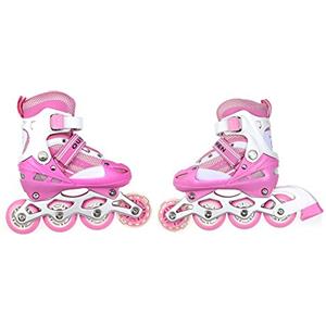 Turefans Pattini in Linea Bambino Regolabili con Pattini Lampeggianti - Due Dimensioni: 31-34, 35-38 (Rosa) (35-38)