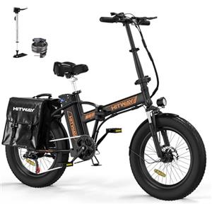 HITWAY Bicicletta Elettrica Pieghevole, 20*3,0/20*4,0 Fat Tire Bici Elettrica Adulto E-Bike con Li-Batteria 36V 12Ah/48V 15Ah, Motore 250W, Max Velocità 25 km/h, Autonomia 35-90km/45-100km