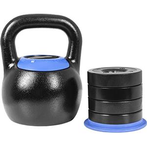 GORILLA SPORTS® Kettlebell Regolabile 16/24 kg, Ghisa, 4 Pesi da 2 kg, Nero