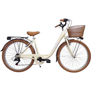 Cicli Tessari - bicicletta donna bici da passeggio city bike 26 cambio 6 velocita' telaio basso (beige)