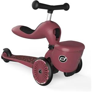 Scoot & Ride Highwaykick 1 Lifestyle Wildcat, ruota e scooter 2 in 1 per bambini (1-5 anni), con spazio di archiviazione, regolabile in altezza, cuscinetto di sicurezza, fino a 50 kg, motivo: Wildcat