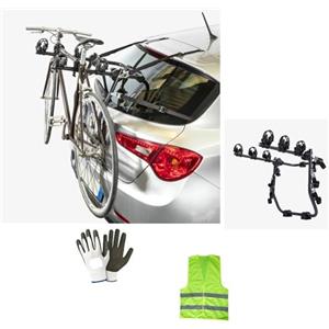 CLICK & GO COMPATIBILE CON FIAT Punto II Classic 3-5P per anno 07 al 10 copre fari e targa PORTABICI POSTERIORE PER AUTO PORTA BICICLETTE PER BAULE COFANO SUPPORTO PER 3 BICI REGOLABILE MAX 45KG