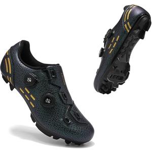 PENXZT Scarpe da Ciclismo MTB Uomo & Donna, Scarpa Mountain Bike Compatibile con Shimano SPD 2-Bolts Pedals All'aperto per Bici Scarpe da Equitazione,C,44 EU