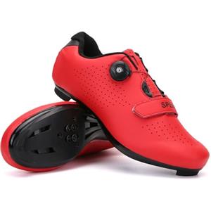 Treer Scarpe Ciclismo Strada con Blocco Pedale Scarpe Ciclismo Unisex Scarpe MTB Uomo & Donna, Traspiranti Scarpe da Equitazione Scarpe MTB Road SPD Scarpe da Ciclismo da Bici 38 EU Rosso