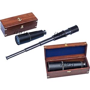 Nautical Replica Hub Telescopio in pelle pirata vintage con scatola di legno di alta qualità