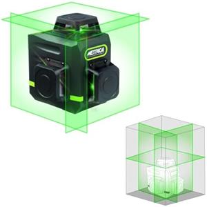 METRICA 60845 Livella Laser Luce Verde 30-50mt Autolivellante Ricaricabile con Telecomando