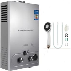 PEIXU 8L Scaldacqua a Gas Propano GPL 16KW Propano Butano Riscaldatori di Acqua a Gas Liquefatto,Scaldabagno Istantaneo Senza Serbatoio,per Campeggio,Camper,Casa,Uscita Dell'acqua Calda 8L/min