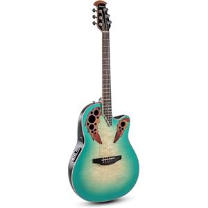 GEWA Ovation Chitarra acustica elettrica Celebrity Elite Plus CE44X Mid Cutaway - Coperta in legno pregiato - Mid-depth Lyrachord Body - Mintburst - CE44X-9B-G