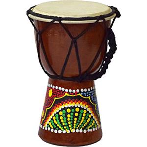 Simandra Tamburo djembe 15 cm, motivo: bongo africano, dipinto a mano, tamburo ritmo