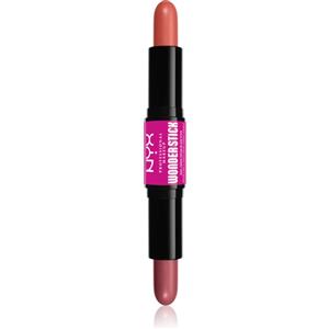 NYX Professional Makeup Wonder Stick Blush - Blush in Crema Bifacciale con Acido Ialuronico, 8 g, Tonalità Honey Orange e Rose