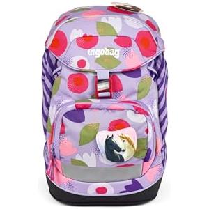 ergobag prime zaino scolastico elementare per bambini, idrorepellente, ergonomico, 20 litro, 1100g Flower PowBear - Lilla