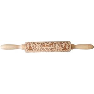 DAZZLEEX Mattarello, Mattarello di Natale, Goffratura Mattarello, Mattarello in legno stampato natalizio 35 cm di lunghezza, 4 cm di diametro resistente all'umidità Per Biscotti Natalizi Fai Da Te (D)
