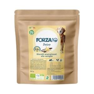 Generico Forza 10 Biscotti Cane Delizie Bio Vaniglia, snack per cani adulti di tutte le taglie e razze, per soggetti tendenti al sovrappeso e sedentari | 3 confezioni da 300 grammi l'una.
