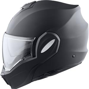 SCORPION Casco Modulare EXO-TECH EVO Nero Opaco - ECE R22.06, Visiera Trasparente e Antiappannamento, Chiusura a Cricchetto