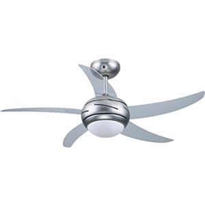 VINCO Ventilatore da soffitto con luce e telecomando Vinco 70911 silver con pala trasparente rotazione reversibile estate/inverno 3 velocità potenza max 65W