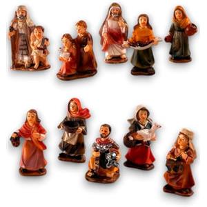 Generico Set di 10 Pastori per Presepe 5 cm, Disponibile in 2 Varianti, Figure Tradizionali in Resina Dipinta a Mano - Personaggi del Presepe, Artigianali, Presepio Natalizio (Modello 1, 5 cm)