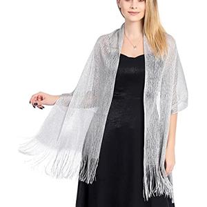 DNLKWGO Sciarpa da donna pashmina scialli e involucri per abiti da sera scialle formale per matrimoni, Argento, taglia unica