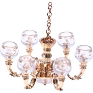 Pesoncarl Lampadario per casa delle bambole, luci vintage per casa delle bambole in scala 1:12, mini lampadario in lega da 2, 5x3, 4 pollici, accessori per miniatura fai-da-te bomboniera