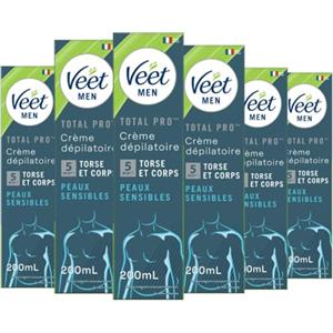 Veet Veet Men Crema Depilatoria da Uomo per Pelli Sensibili 200ml Confezione da 6