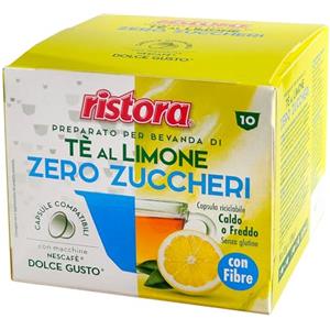 Generico 40 Capsule Ristora Compatibili con le Macchine ad uso domestico Nescafè®* Dolce Gusto®* 40 Tè The al limone zero zuccheri Senza Glutine e Senza Zuccheri Aggiunti