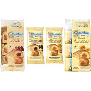 CAIYA Mulino Bianco Mix Cornetti con Crema al Cioccolato e Nocciole e Crema all'Albicocca 300gr - Speciale Food Service