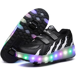 ENEN 2 in 1 Pattini a Rotelle Scarpe per Bambina e Bambino, Scarpe con 4 Ruote per Ragazze e Ragazzi Scarpe da Skateboard con Ruote Sportive da Esterno