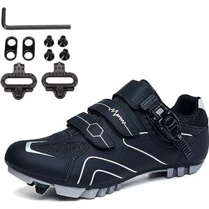 PENXZT Scarpe ciclistiche MTB Maschile Scarpe per Mountain Bike compatibili con tacchette SPD a 2 bulloni Scarpe da Ciclismo da Corsa all'aperto Interno con Fibbia Veloce,D,39 EU