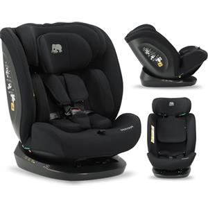 Deryan Clyde i-Size Seggiolino Auto per Bambini (40-150 cm) 0 a 12 anni - Montaggio con Cinture di Sicurezza, Poggiatesta e Schienale Regolabili, Inserto Riduttore e Linguinale, (0-36kg) (Nero)