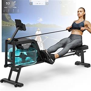 Neezee Vogatore, Vogatore Professionale per Casa con Binari in Acciaio Inox, Vogatore ad Acqua con Supporto per Tablet, Vogatore Resistente All'acqua e con Display LCD (Nero monitor)