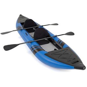 HOMASIS Kayak Gonfiabile 2 Posti in PVC, Canoa Gonfiabile con 2 Pagaie Regolabili, Borsa per il Trasporto, Pompa a Mano e Kit di Riparazione, Gommone Mare per Adulti, 382 x 94 x 40 cm (Blu)