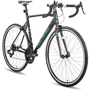HH HILAND HILAND Daring Bici da Città e da Pendolare 28", 14 Velocità, Telaio in Alluminio da 53 cm, 700C Bicicletta Stradale per Uomo e Donna, Freni Caliper, Nero