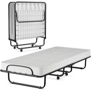 COSTWAY Brandina Pieghevole con Materasso in Memory Foam, 190x80x39cm