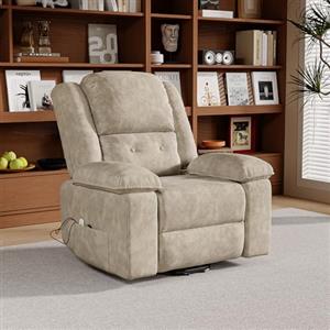 BIYFSDS Poltrona Reclinabile Elettrica con 8 Punti di Massaggio e 2 Punti di Riscaldamento, Poltrona Elettrica Relax con Reclinazione Fino a 160°, Sedia Relax con Poggiapiedi, USB (Marrone-1, A)