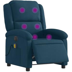 vidaXL Poltrona reclinabile per massaggio elettrico, sedia relax con schienale e poggiapiedi regolabili, seduta da soggiorno, moderna, blu velluto