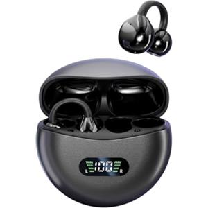 PZCC Cuffie Conduzione Ossea,Display Digitale Auricolari Bluetooth Sport Non Inseriti, Cuffiette Bluetooth Leggeri, Cuffie Wireless Con Connessione Doppia Dispositivi, Basso Ritardo (nero)