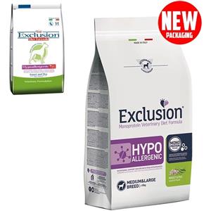 Exclusion - Diet Cane Hypoallergenic Medium/Large Breed Insetti e Piselli 12 KG.