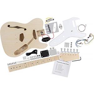 Rocktile Kit chitarra elettrica Hollowbody TL-style - kit fai-da-te con corpo semi-hollow, manico e tastiera in acero, 2 single-coil e hardware, finitura naturale