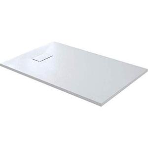 Arreditaly Piatto Doccia Spessore 2.6 Cm In Resina Effetto Pietra Stone Ardesia Antiscivolo Riducibile Indistruttibile Filopavimento Arredo Bagno Con Griglia Di Copertura Colore Bianco (80 x 170 cm)