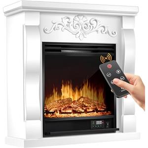 KESSER® Caminetto Elettrico da Appoggio - Effetto Fiamma LED 3D, Funzione Riscaldamento, Potenza 1800W (Villa/Weiß)
