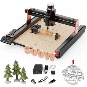 Twotrees TTC450 Pro 500 W 4 assi CNC Router Area di lavoro CNC 460 x 460 x 80 mm per incisione, taglio di MDF, acrilico, legno massiccio nylon con rullo rotante a 360°