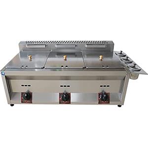 MERCB-RECW Friggitrice Professionale, friggitrice a Gas di Grande capacità da 20 l/30 l, friggitrice GPL in Acciaio Inossidabile per Uso Domestico e Commerciale, Potenza di Fuoco Regolabile, Facile da Pulire (1