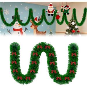Aufun - Ghirlanda di Natale da 10 m, ghirlande natalizie in abete, decorazione per albero di Natale, ghirlanda natalizia per porte, ghirlanda appesa per casa, scale, camino, interni ed esterni (verde)
