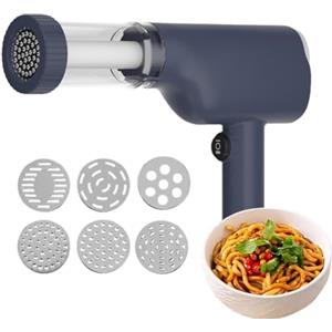 Generic Macchina per pasta elettrica portatile, macchina per la preparazione di pasta ricaricabile, taglierina per noodle | Pasta senza fili con 6 stampi diversi per ristorante