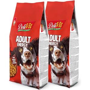 DELIVIT Crocchette per Cani Adulti Attivi - Alta Energia e Proteine - Delivit Adult Energy - 40 kg (2 confezioni da 20 kg) - Made in Italy